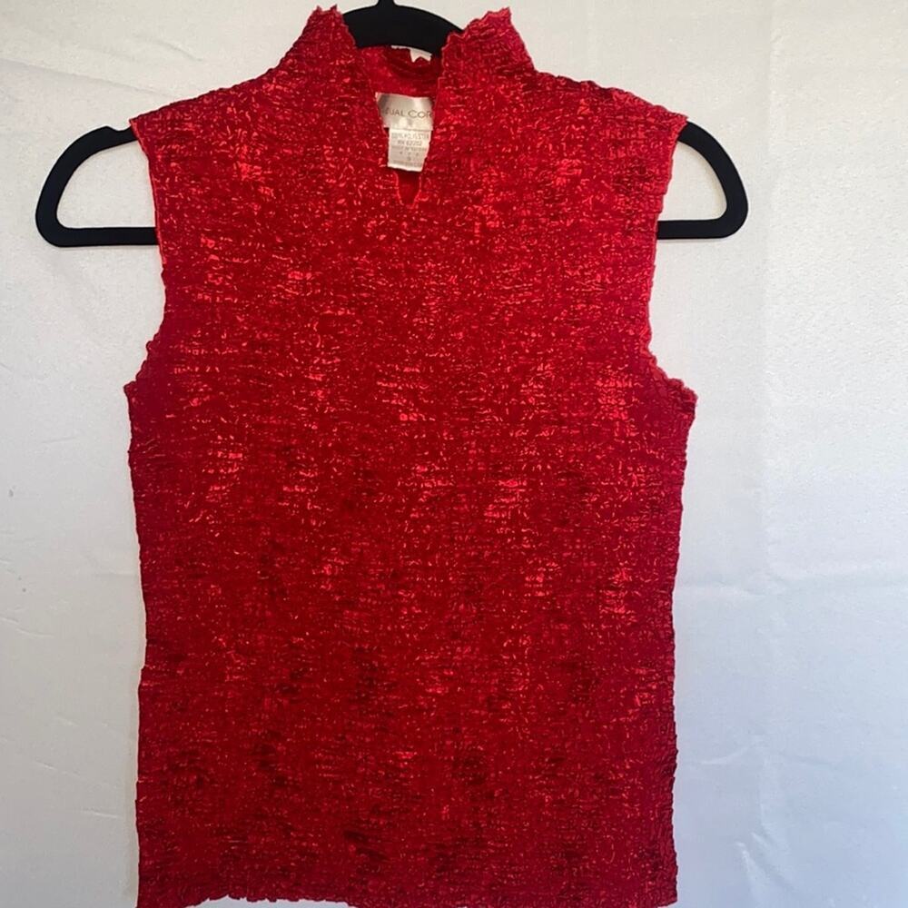 Casual Corner Stretch to fit Vintage V neck Red‎ Top Size : Small